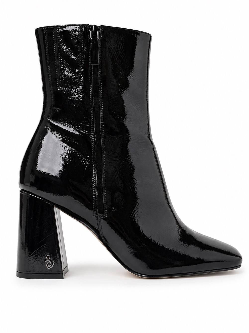 Sam Edelman Codie 2 Black Patent Leather Block Heel Ankle Boots Women’s 8